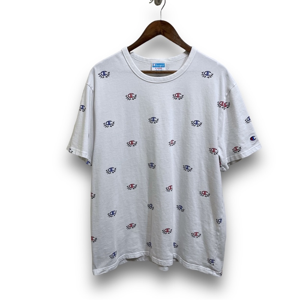 Champion Men's All Over Print T Shirt White / Multi Size XL 23.5 x 29‎